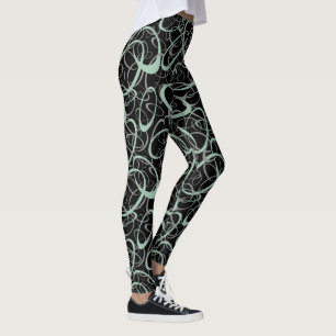Leggings jade gris noir mod rétro boucles motif