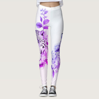 Leggings Jaguar et le tamis à la fusion florale à la jambe