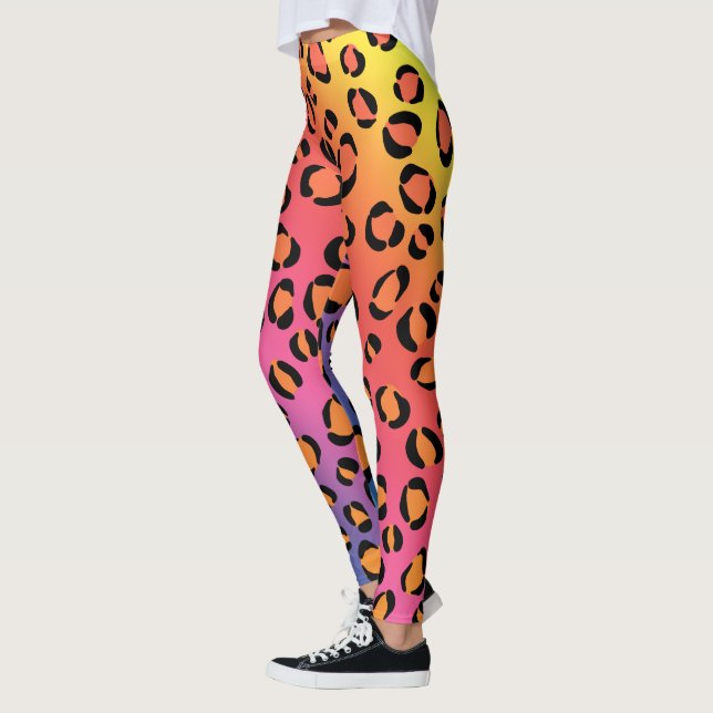 Leggings Jaguar, Poster de animal Jaguar, léopard arc-en-ci (Gauche)
