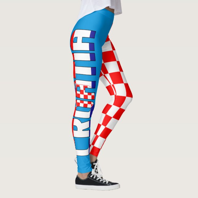 Leggings J'aime Croatie Inscription Drapeau À damiers Motif (Droite)