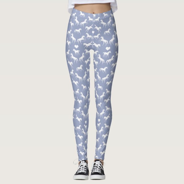 Leggings J'aime des guêtres de chevaux blancs (Devant)