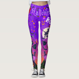 Leggings J'Aime Halloween Éffrayante sorcière violet Leggin
