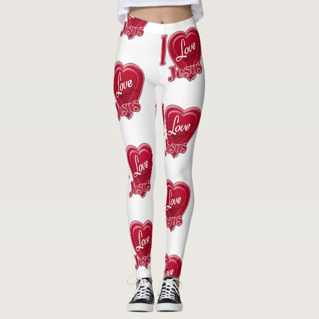 Leggings J'aime Jésus Cœur Rouge (Devant)