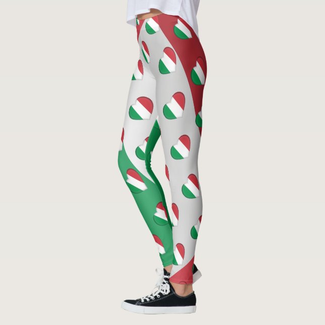 Leggings J'aime le motif italien de coeurs de l'Italie (Gauche)