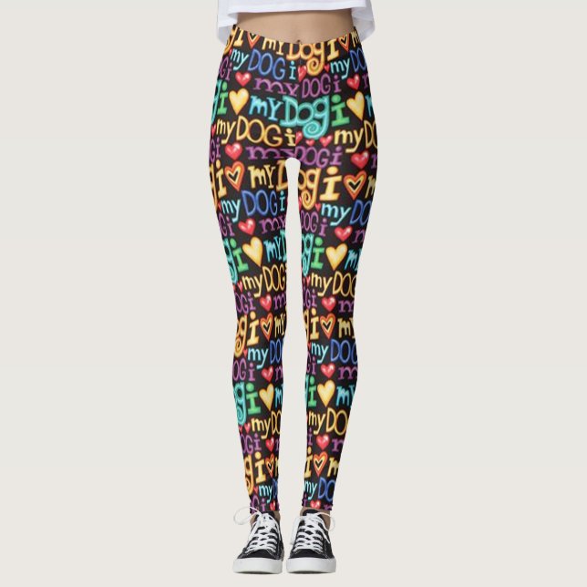 Leggings J'aime mon Motif de chien (Devant)