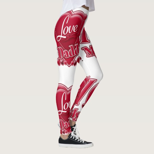 Leggings J'Aime Mon Papa Coeurs Rouges (Droite)