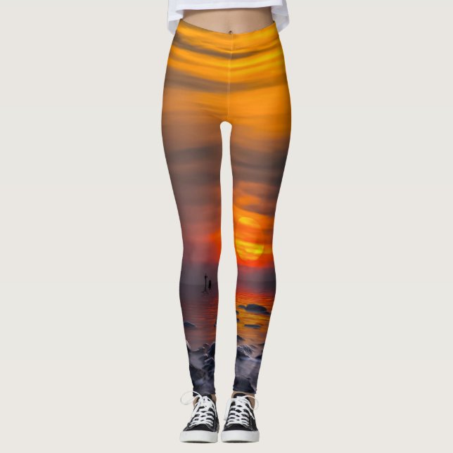 Leggings Jalons de la côte rocheuse du coucher de soleil (Devant)