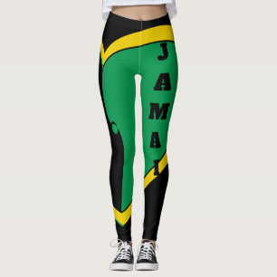 Leggings Jamaïcaine Légendes de Drapeau Vert, Or et Noir