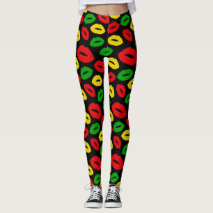 Leggings Jamaïcaine Rasta Couleurs Une Lèvres D'Amour Motif