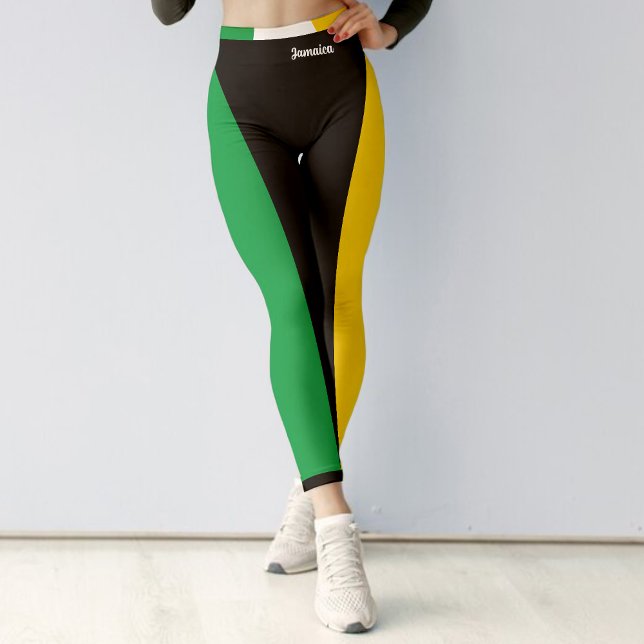 Leggings Jamaïque Couleurs Vert Noir & Or Sport Jamaïcain (Jamaica Colors Green Black & Gold Jamaican Sports Leggings)