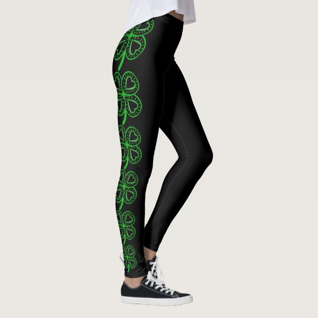 Leggings Jambe du jour de St Patrick de coeur de trèfle de (Droite)