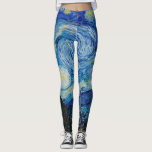 Leggings Jambe étoilée<br><div class="desc">Un arrière - plan de nuit étoilé et coloré avec la lune et les étoiles sur un petit village. Regardez bien pendant que vous travaillez.</div>