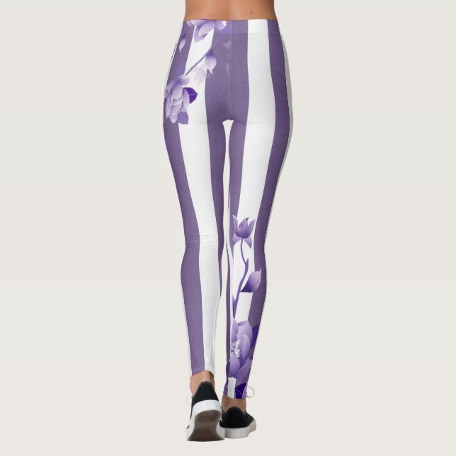Leggings Jambes blanches florales violettes (Dos)
