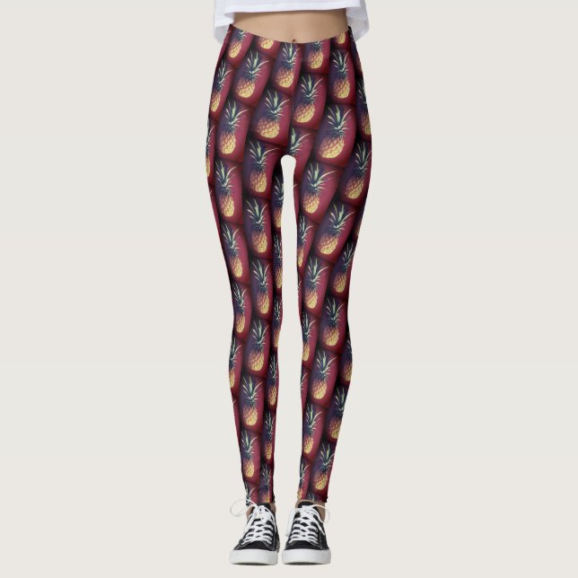 Leggings Jambes d'ananas rouges funky (Devant)