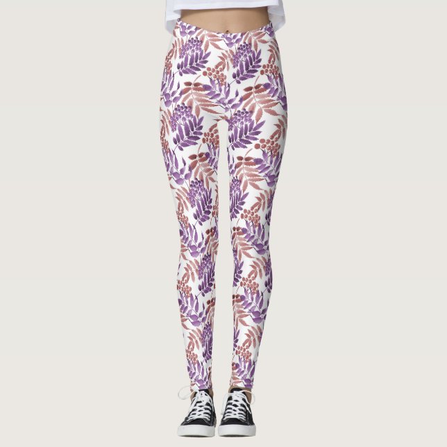 Leggings Jambes d'aquarelle violet/bronze (Devant)