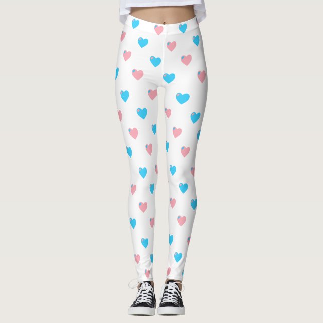 Leggings Jambes de coeur moyen de la Fierté trans (Devant)