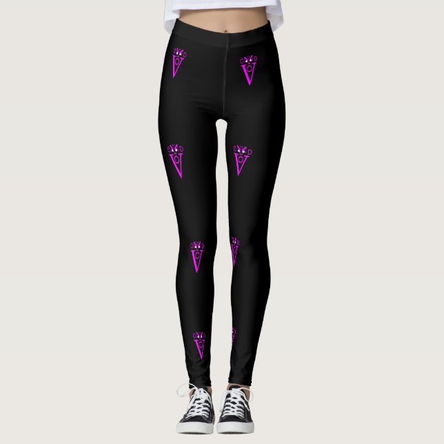 Leggings Jambes de face de lettre violette (Devant)