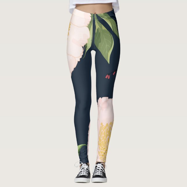 Leggings Jambes de femmes Bébé Cosmos rose sur blanc (Devant)