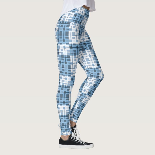 Leggings Jambes de femmes - Plaid bleu (Droite)