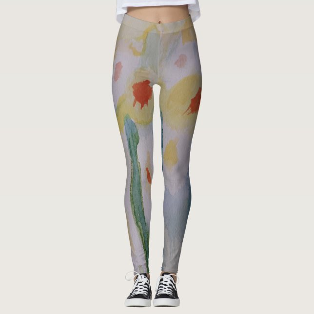 Leggings Jambes de jonquilles Abstraites (Devant)