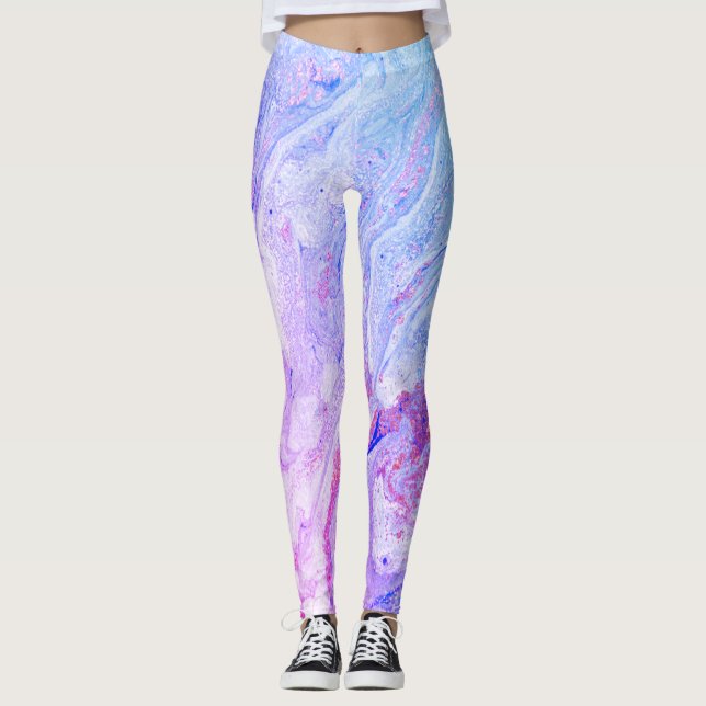 Leggings Jambes de marbre bleu-violet Extraordinaires (Devant)