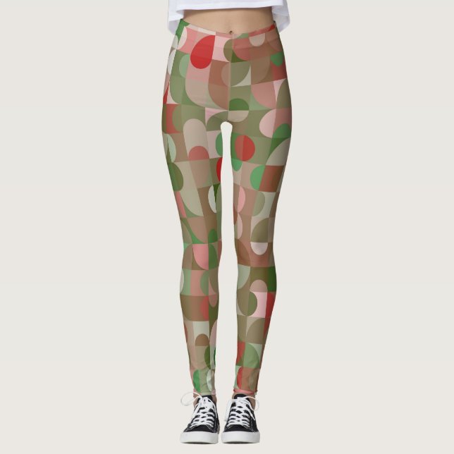 Leggings Jambes de Noël géométriques super Boho Mod Rétro (Devant)