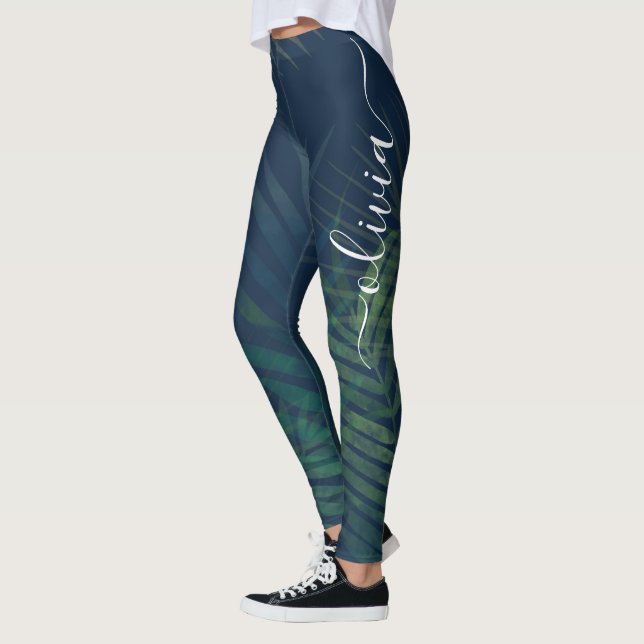 Leggings Jambes de palme vert foncé - Botanique tropicale (Gauche)