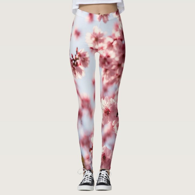 Leggings Jambes de plaisir en fleurs printanières (Devant)