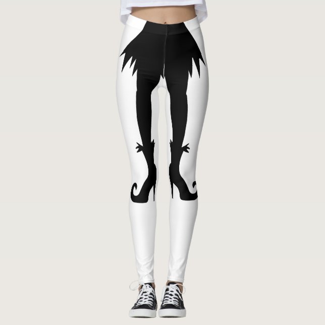 Leggings Jambes de sorcière Halloween avec jupe et bottes (Devant)