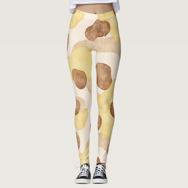 Leggings Jambes de style Camouflage Brown Jaune (Devant)