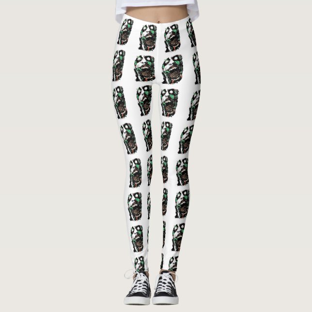 Leggings Jambes de tête de zombie (Devant)