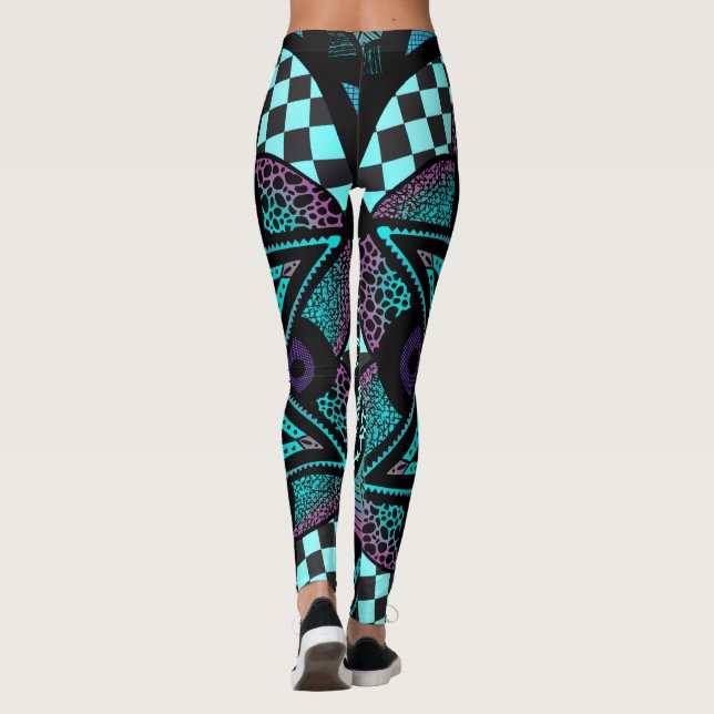 Leggings Jambes de yoga à fleurs Ombré Mandala violettes et (Dos)