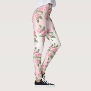 Leggings Jambes de yoga Roses roses et Parties scintillant 