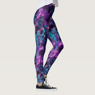 Leggings Jambes d'eau violette Opale - Cristaux Abstraits