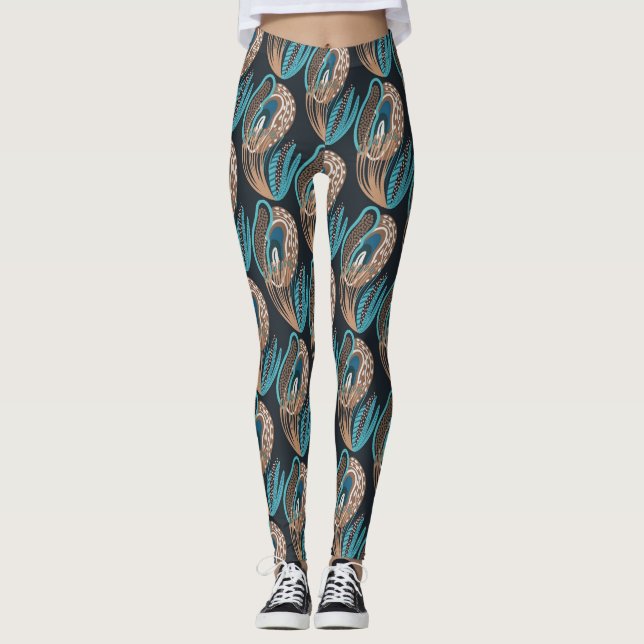 Leggings Jambes des femmes Aqua/ Peacock Brown (Devant)