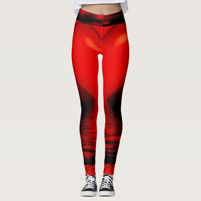 Leggings Jambes des femmes du coeur rouge (Devant)