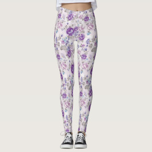 Leggings Jambes florales violettes Roses