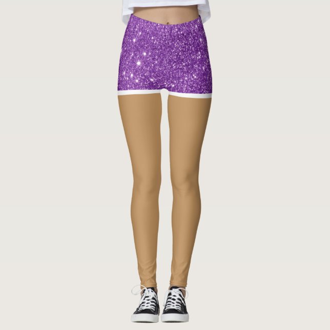 Leggings Jambes Parfaites Dans Un Short Violet Faux Paillet (Devant)