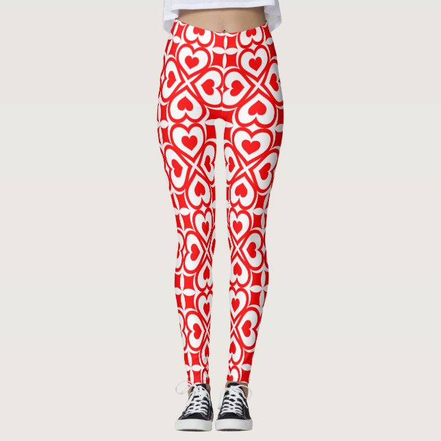 Leggings jambières de coeurs géométriques (Devant)