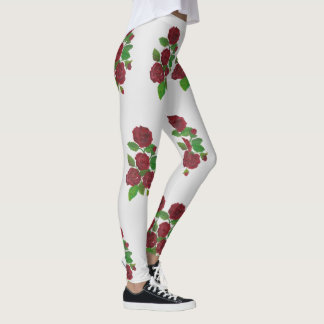 Leggings jambières de fleurs de rose rouge