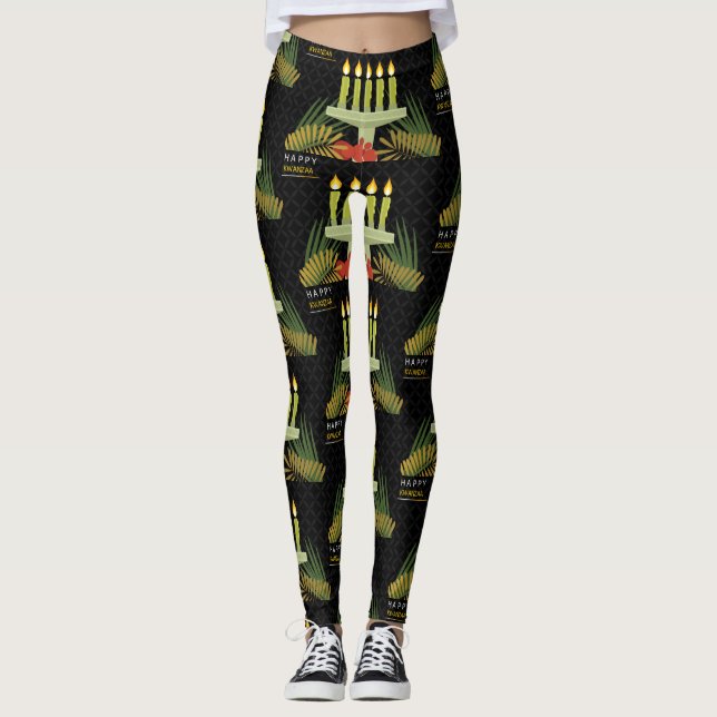 Leggings jambières de kwanzaa noires (Devant)