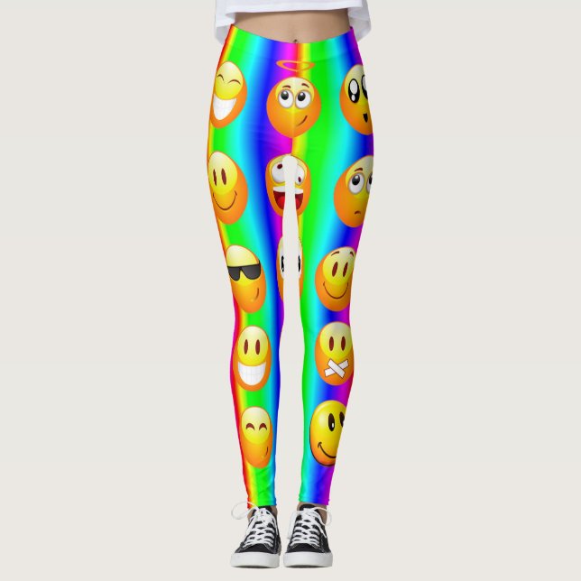 Leggings jambières d'émoticône arc-en-ciel (Devant)