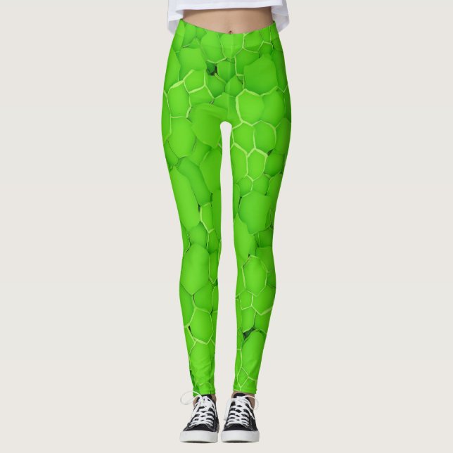 Leggings jambières femmes menthe fraîche couleur feuille (Devant)