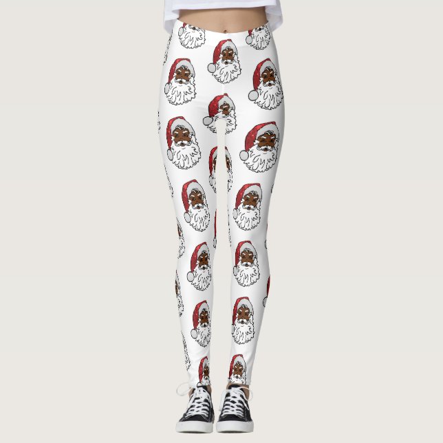 Leggings jambières noires de santa claus (Devant)