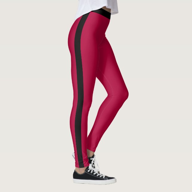 Leggings Jambières rouges avec rayure latérale noire ou cho (Droite)