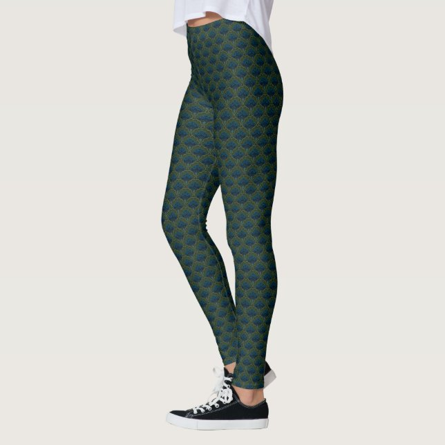 Leggings Japanese art deco style_ Deep Forest (Gauche)