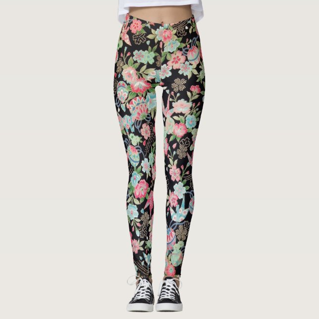 Leggings Japonais KIMONO Textile, Floret Motif (Devant)