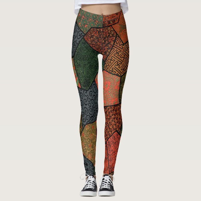 Leggings Japonais Polygonal Design textile motif tr (Devant)
