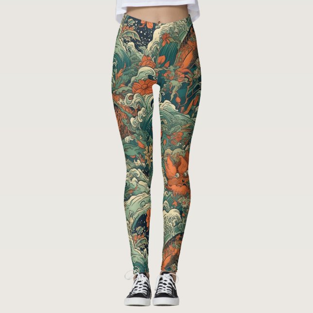 Leggings Japonais Tattoo Art Sea Creatures (Devant)