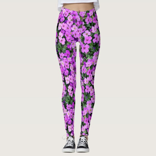 Leggings Jardin aux fleurs violettes (Devant)